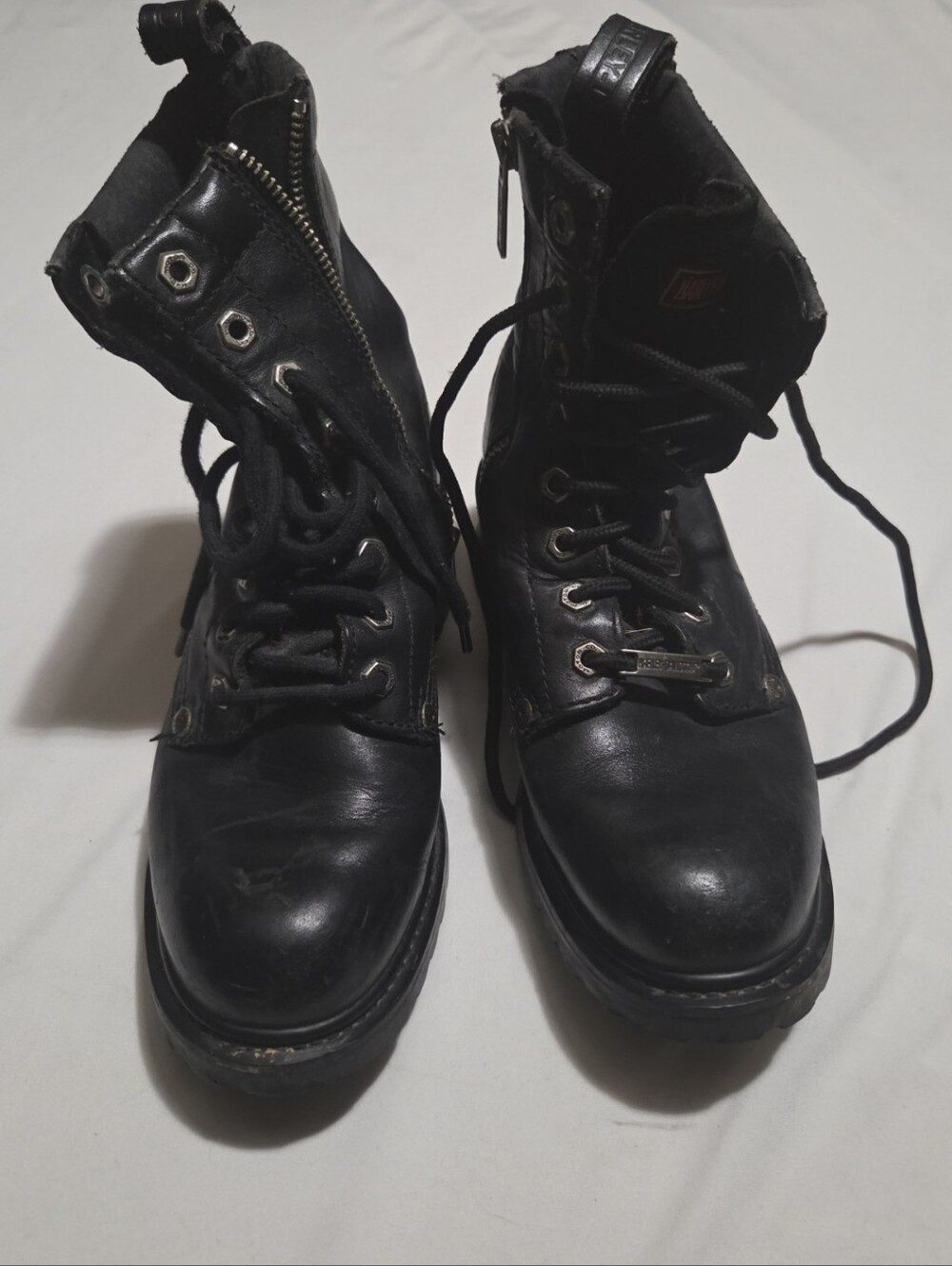 Harley-Davidson Black Leather women's 7.5 high top boots #29